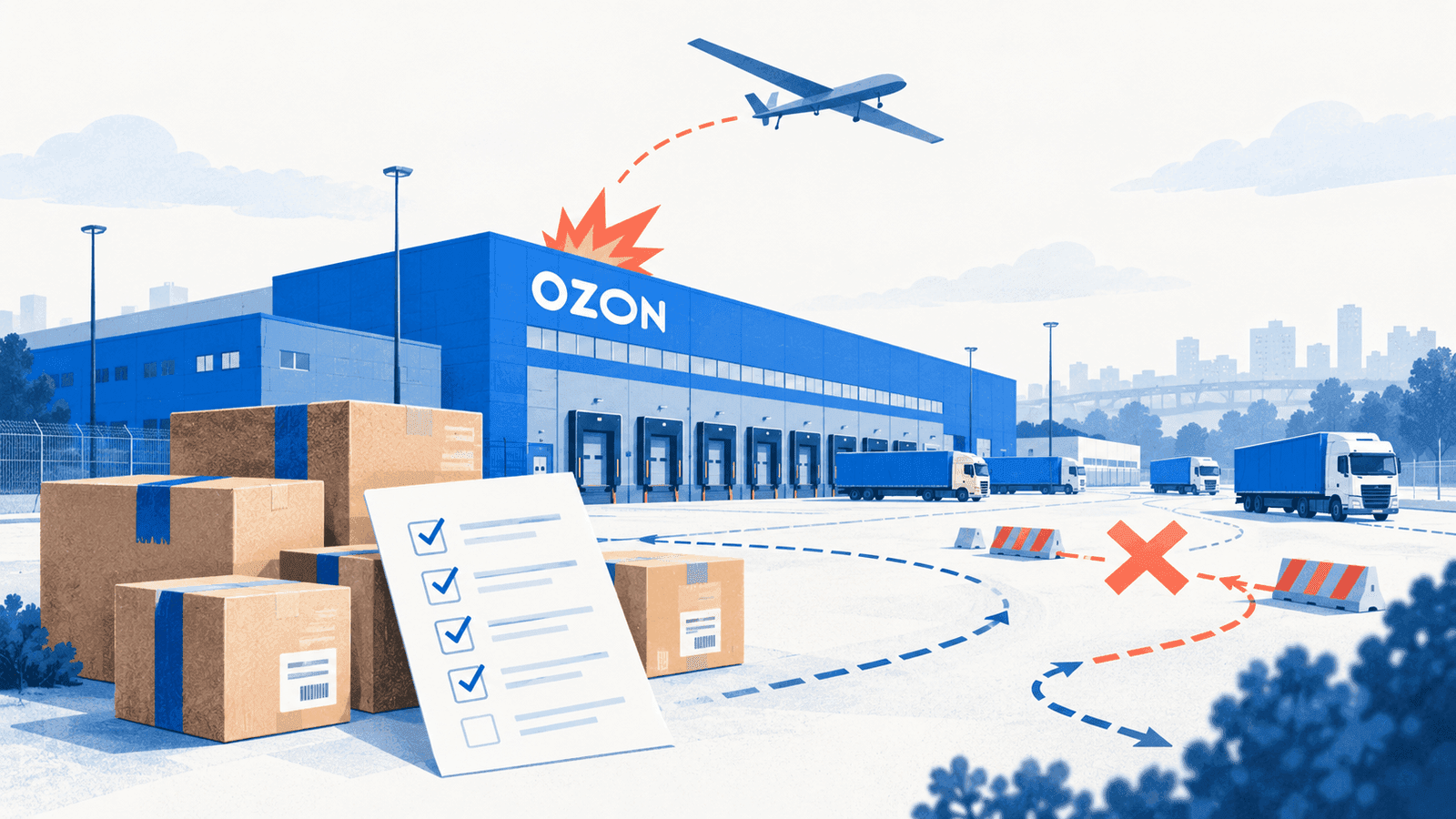 Атака БПЛА на логистический центр Ozon в Омске: что проверить продавцам FBO и FBS